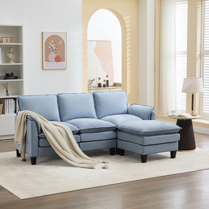 Canapé 3 places de luxe et repose-pieds « Confort ultra-moelleux et multi-pièces »
