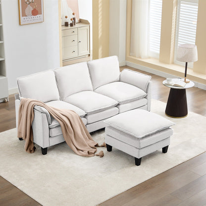 Canapé 3 places de luxe et repose-pieds « Confort ultra-moelleux et multi-pièces »