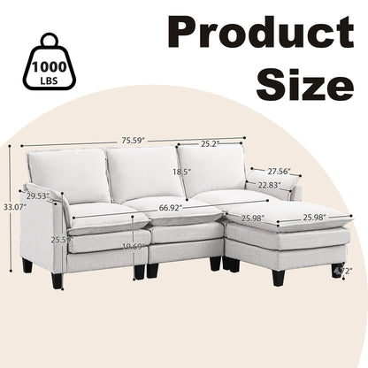 Canapé 3 places de luxe et repose-pieds « Confort ultra-moelleux et multi-pièces »