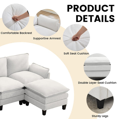 Canapé 4 places de luxe et repose-pieds « Confort ultra-moelleux et multi-pièces »