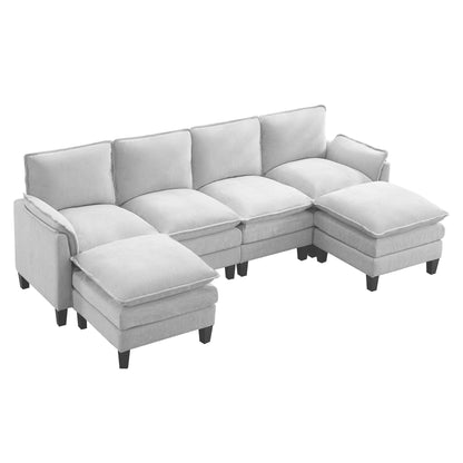 Canapé 4 places de luxe et repose-pieds « Confort ultra-moelleux et multi-pièces »