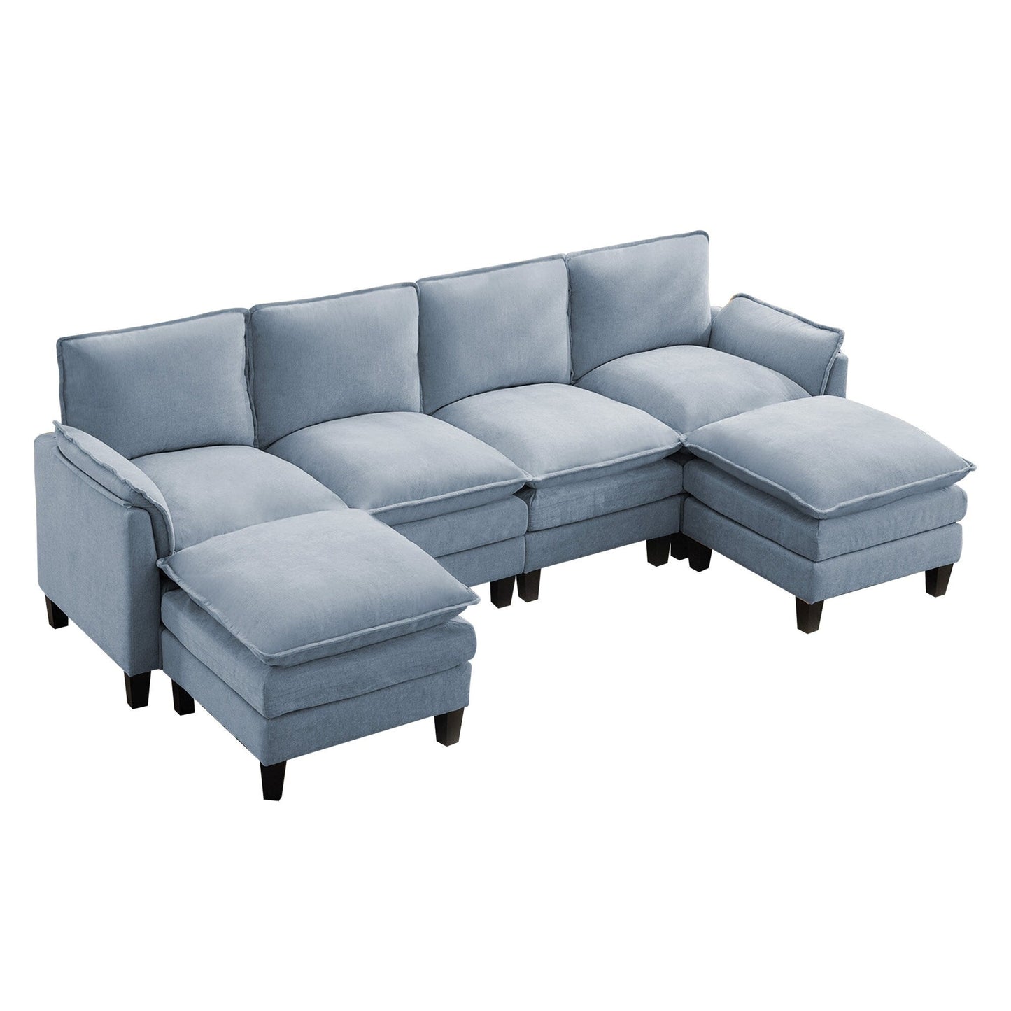 Canapé 4 places de luxe et repose-pieds « Confort ultra-moelleux et multi-pièces »