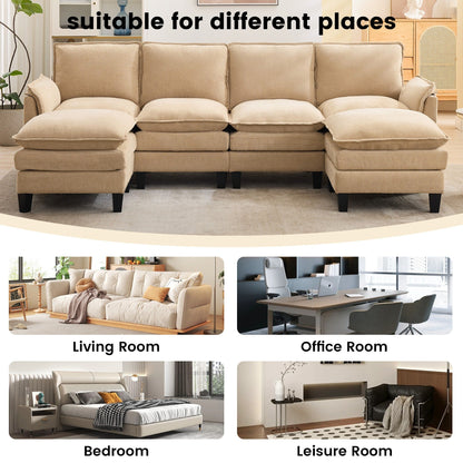 Canapé 4 places de luxe et repose-pieds « Confort ultra-moelleux et multi-pièces »