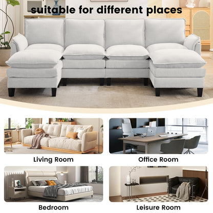 Canapé 4 places de luxe et repose-pieds « Confort ultra-moelleux et multi-pièces »