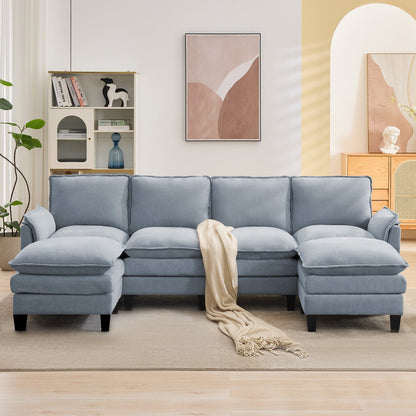 Canapé 4 places de luxe et repose-pieds « Confort ultra-moelleux et multi-pièces »