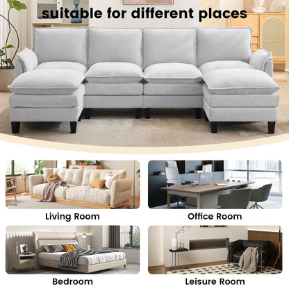 Canapé 4 places de luxe et repose-pieds « Confort ultra-moelleux et multi-pièces »