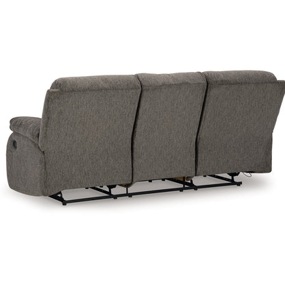 Canapé inclinable manuel Lyla avec dossier à accoudoirs, polyester gris, 86 pouces