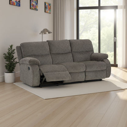 Canapé inclinable manuel Lyla avec dossier à accoudoirs, polyester gris, 86 pouces