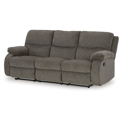 Canapé inclinable manuel Lyla avec dossier à accoudoirs, polyester gris, 86 pouces