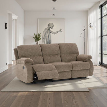 Canapé inclinable manuel Lyla, dossier à accoudoirs, polyester brun chêne, 86 pouces