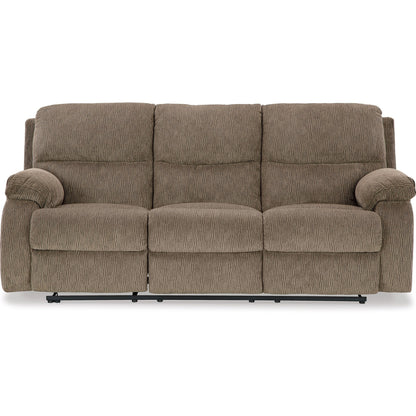 Canapé inclinable manuel Lyla, dossier à accoudoirs, polyester brun chêne, 86 pouces