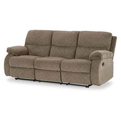 Canapé inclinable manuel Lyla, dossier à accoudoirs, polyester brun chêne, 86 pouces