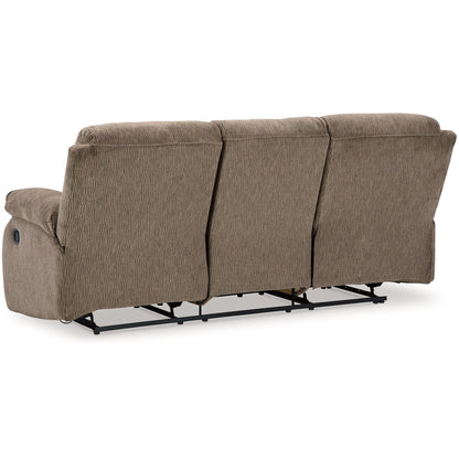 Canapé inclinable manuel Lyla, dossier à accoudoirs, polyester brun chêne, 86 pouces