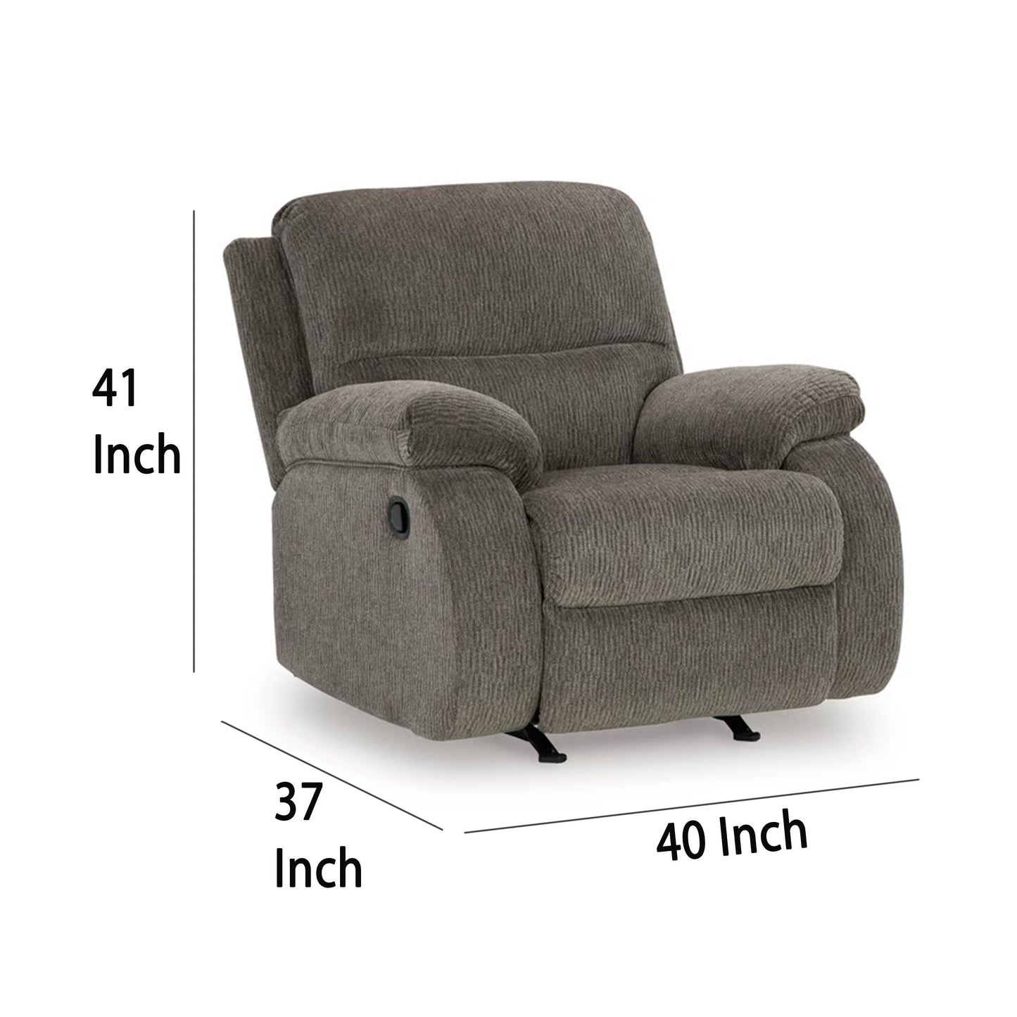Fauteuil inclinable à bascule manuel Lyla, dossier à enroulement, polyester gris bringé