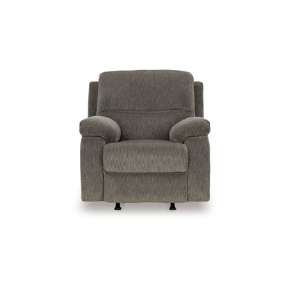 Fauteuil inclinable à bascule manuel Lyla, dossier à enroulement, polyester gris bringé