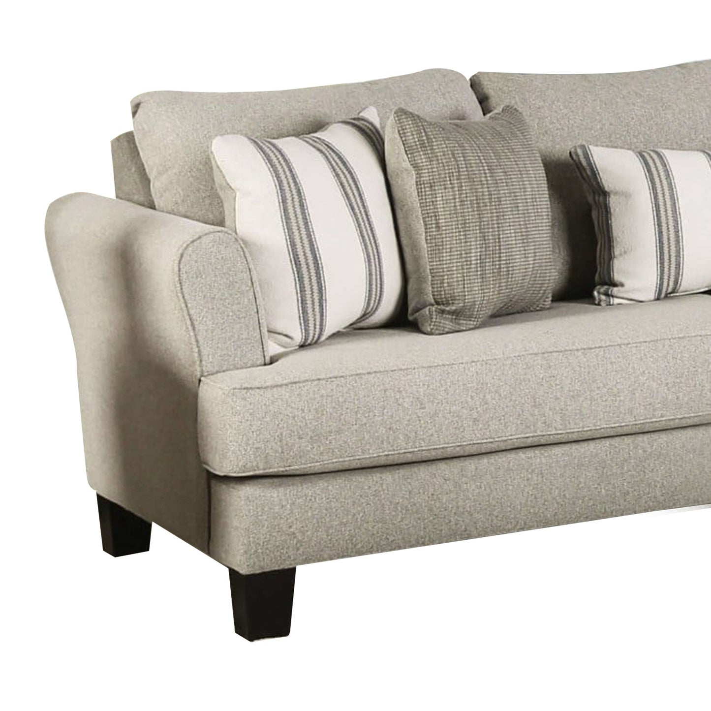 Canapé Lymo, 98 pouces, beige décontracté et ivoire, 5 coussins décoratifs