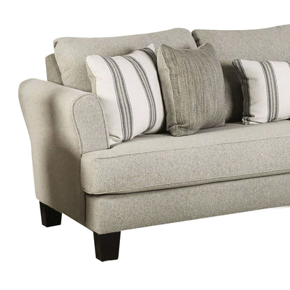 Canapé Lymo, 98 pouces, beige décontracté et ivoire, 5 coussins décoratifs