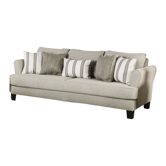 Canapé Lymo, 98 pouces, beige décontracté et ivoire, 5 coussins décoratifs