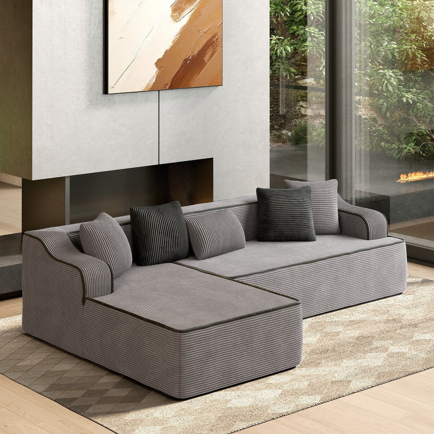 Canapé convertible en L sans assemblage pour salon