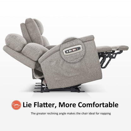 Canapé inclinable électrique MCombo 60.2 avec massage et double chauffage, appui-tête réglable, ports USB et Type-C, tissu