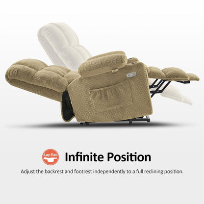 Fauteuil inclinable électrique à double moteur MCombo Medium, positions infinies, massage et chauffage, repose-pieds allongé, tissu 7890