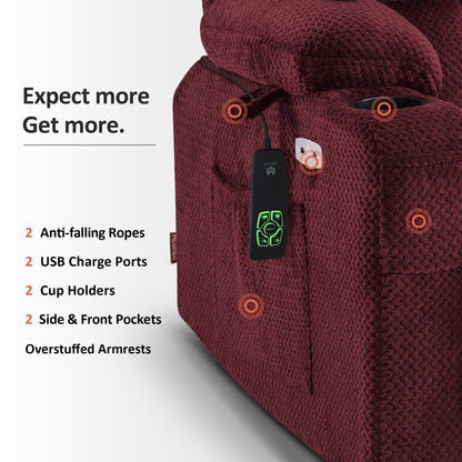 Fauteuil inclinable électrique à double moteur MCombo Medium, positions infinies, massage et chauffage, repose-pieds allongé, tissu 7890