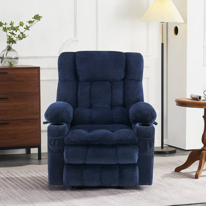 Fauteuil inclinable électrique à double moteur MCombo Medium, positions infinies, massage et chauffage, repose-pieds allongé, tissu 7890