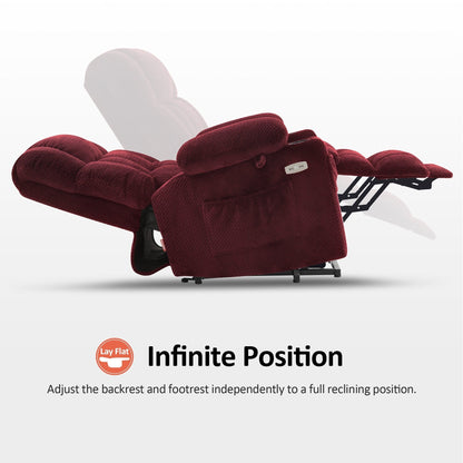 Fauteuil inclinable électrique à double moteur MCombo Medium, positions infinies, massage et chauffage, repose-pieds allongé, tissu 7890