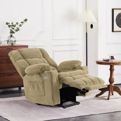 Fauteuil inclinable électrique à double moteur MCombo Medium, positions infinies, massage et chauffage, repose-pieds allongé, tissu 7890