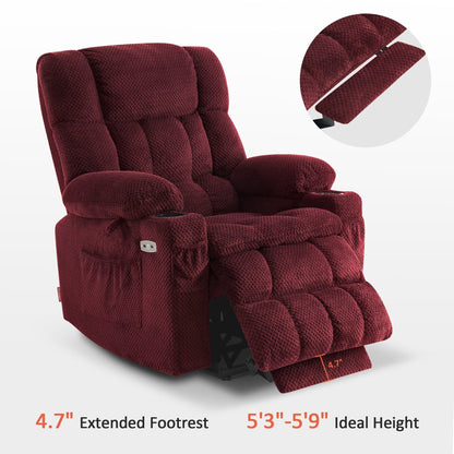 Fauteuil inclinable électrique à double moteur MCombo Medium, positions infinies, massage et chauffage, repose-pieds allongé, tissu 7890
