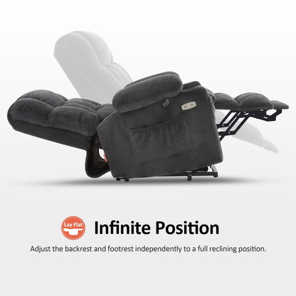 Fauteuil inclinable électrique à double moteur MCombo Medium, positions infinies, massage et chauffage, repose-pieds allongé, tissu 7890