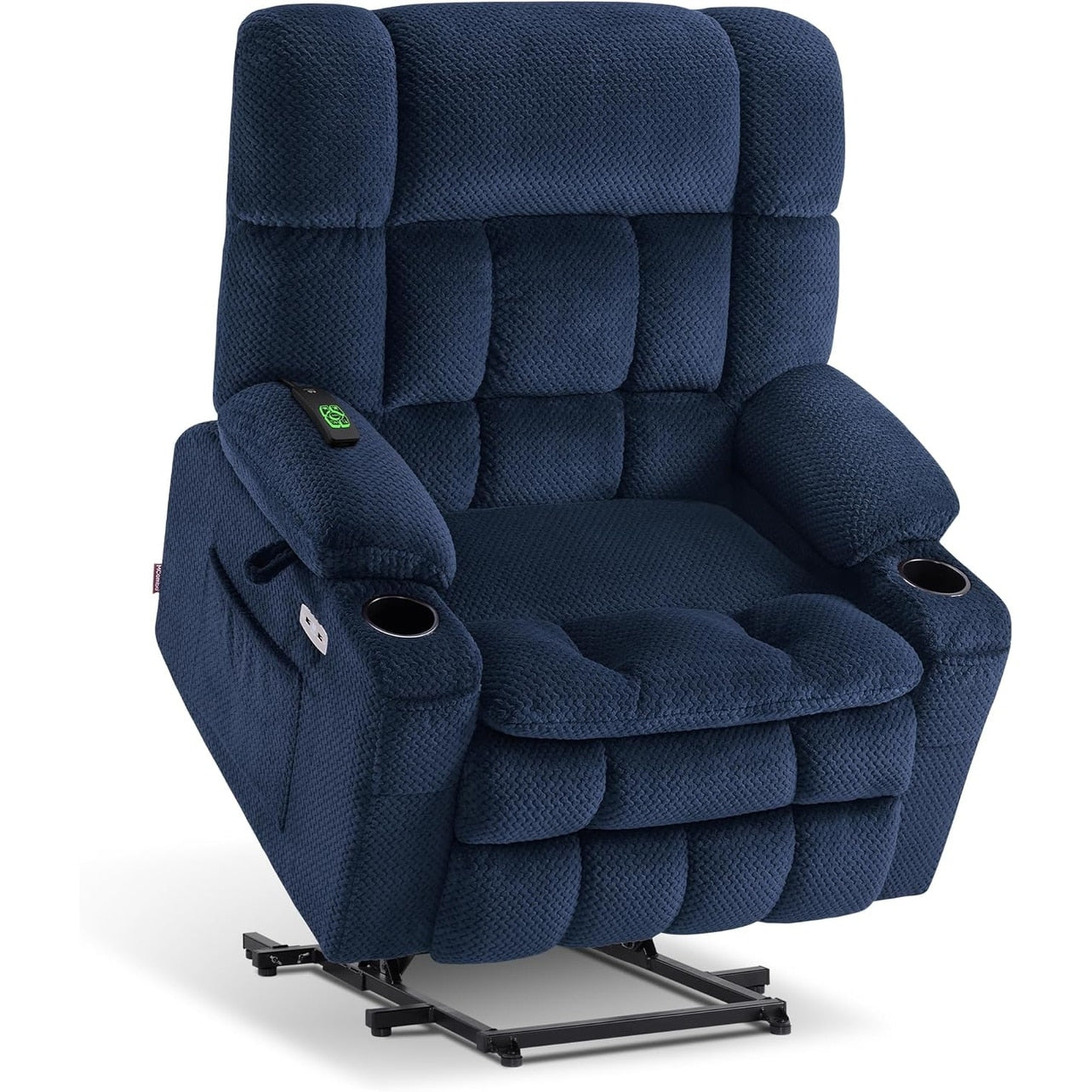 Fauteuil inclinable électrique à double moteur MCombo avec massage et chauffage, positions infinies, ports USB, tissu R7897