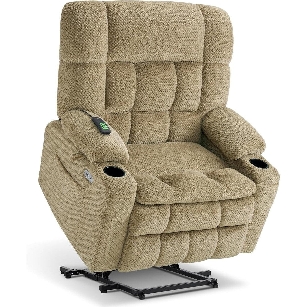 Fauteuil inclinable électrique à double moteur MCombo avec massage et chauffage, positions infinies, ports USB, tissu R7897