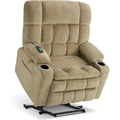 Fauteuil inclinable électrique à double moteur MCombo avec massage et chauffage, positions infinies, ports USB, tissu R7897