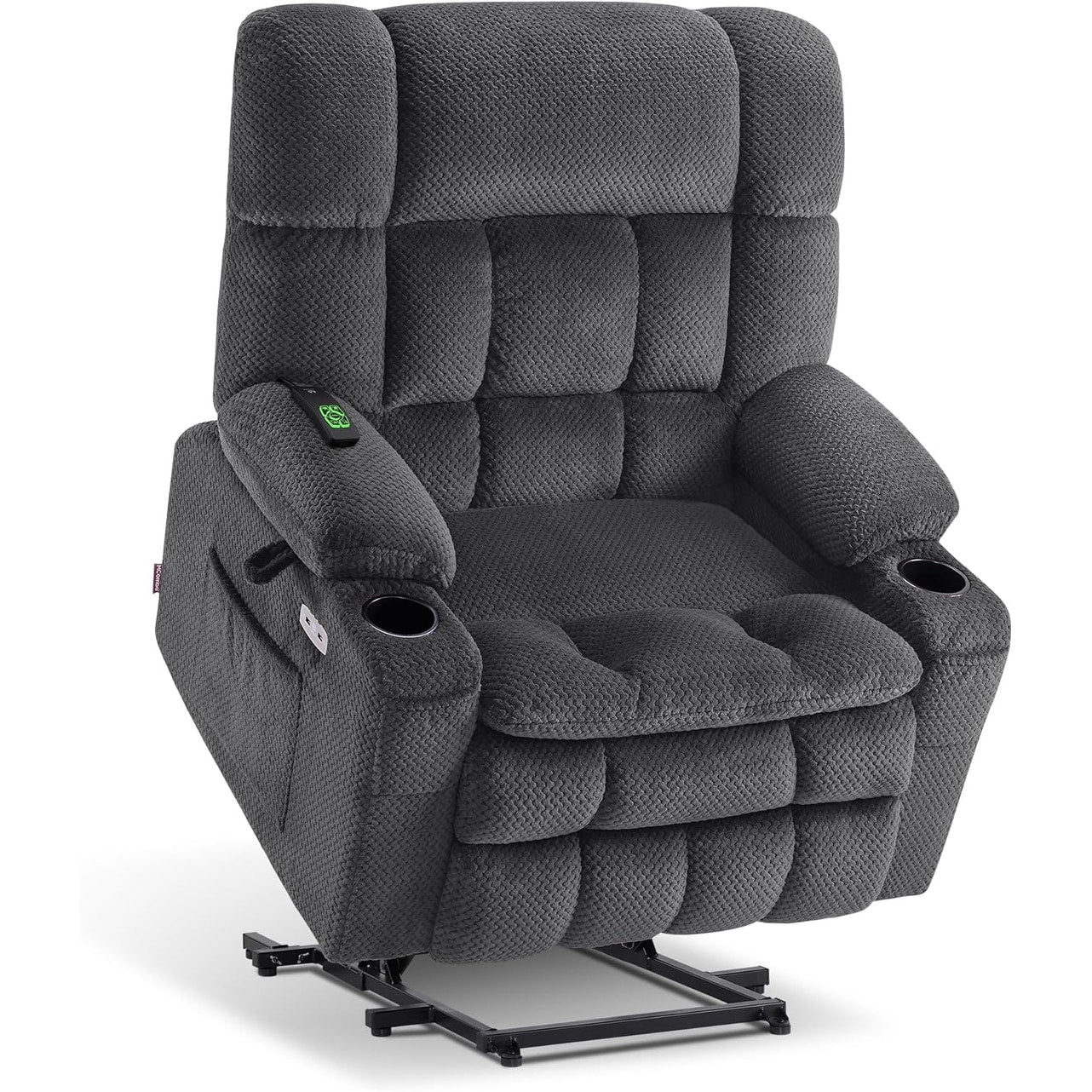 Fauteuil inclinable électrique à double moteur MCombo avec massage et chauffage, positions infinies, ports USB, tissu R7897