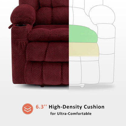 Fauteuil inclinable électrique à double moteur MCombo avec massage et chauffage, positions infinies, ports USB, tissu R7897