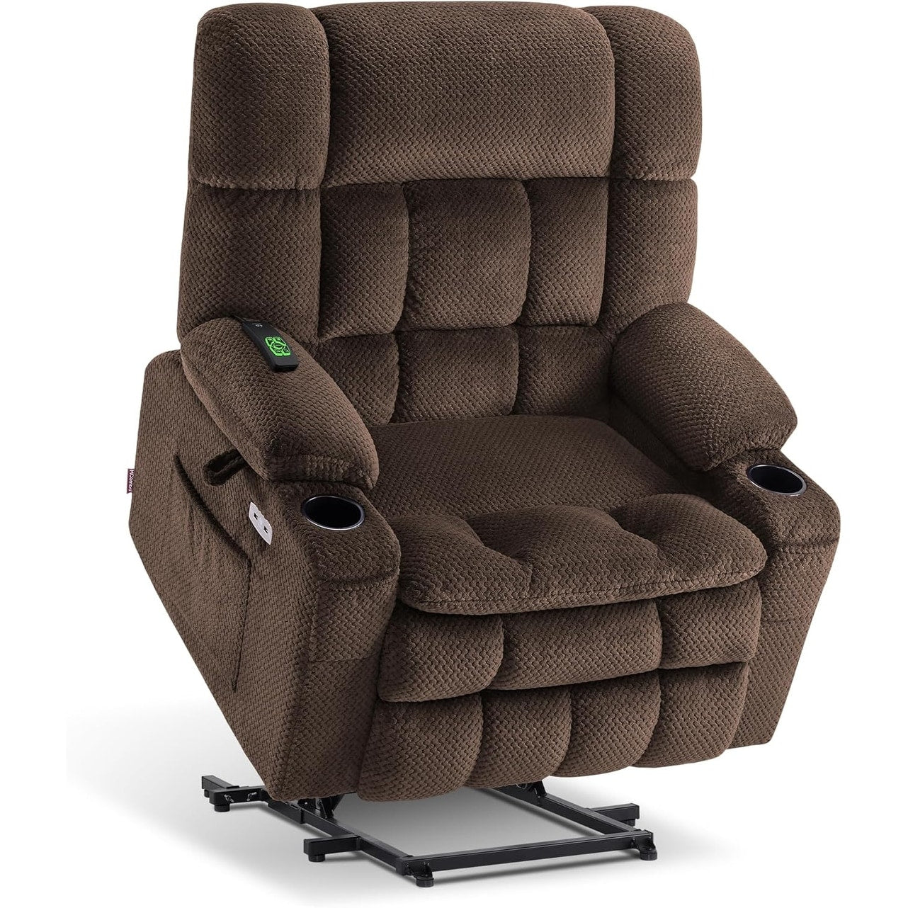 Fauteuil inclinable électrique à double moteur MCombo avec massage et chauffage, positions infinies, ports USB, tissu R7897