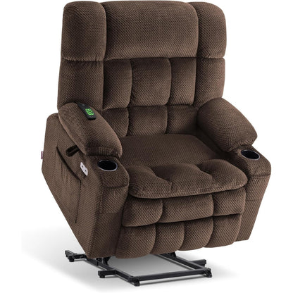 Fauteuil inclinable électrique à double moteur MCombo avec massage et chauffage, positions infinies, ports USB, tissu R7897