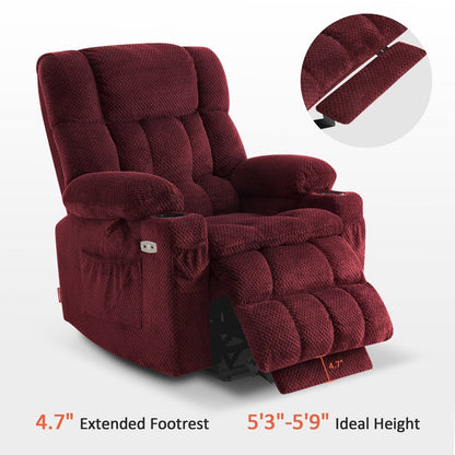 Fauteuil inclinable électrique à double moteur MCombo avec massage et chauffage, positions infinies, ports USB, tissu R7897