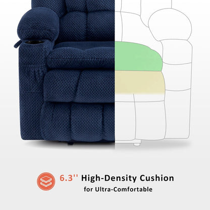 Fauteuil inclinable électrique à double moteur MCombo avec massage et chauffage, positions infinies, ports USB, tissu R7897