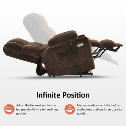 Fauteuil inclinable électrique à double moteur MCombo avec massage et chauffage, positions infinies, ports USB, tissu R7897