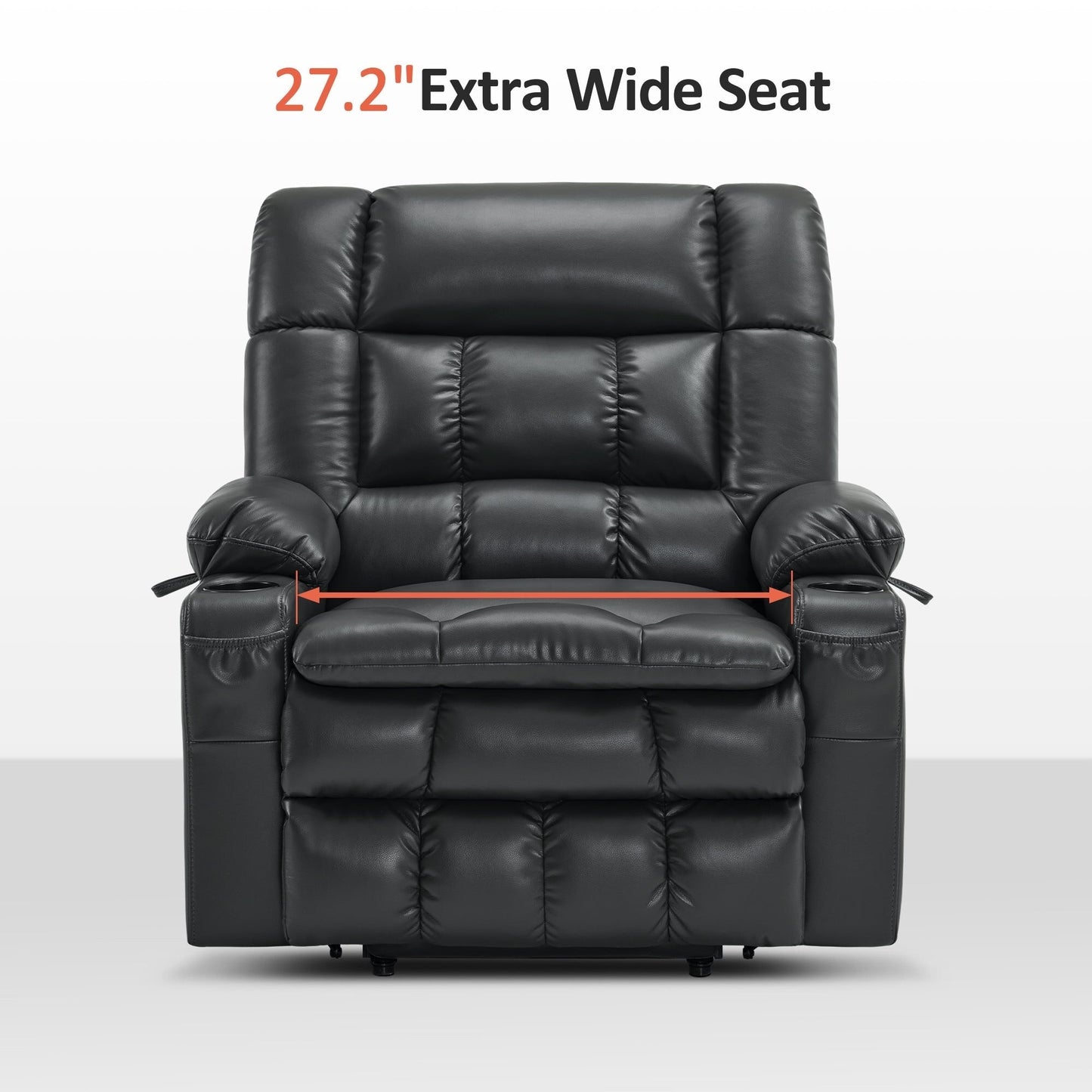 Fauteuil inclinable électrique à double moteur MCombo avec massage et chauffage, positions infinies, similicuir R7897 (moyen-large)