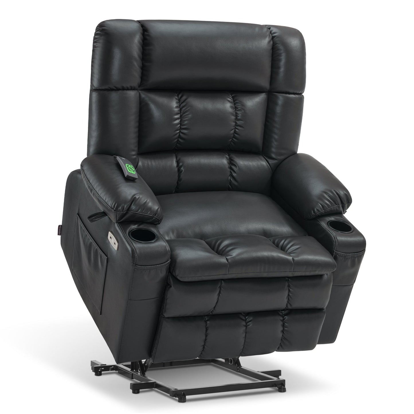 Fauteuil inclinable électrique à double moteur MCombo avec massage et chauffage, positions infinies, similicuir R7897 (moyen-large)