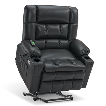 Fauteuil inclinable électrique à double moteur MCombo avec massage et chauffage, positions infinies, similicuir R7897 (moyen-large)