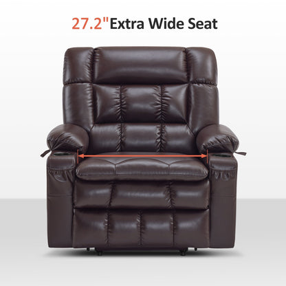 Fauteuil inclinable électrique à double moteur MCombo avec massage et chauffage, positions infinies, similicuir R7897 (moyen-large)