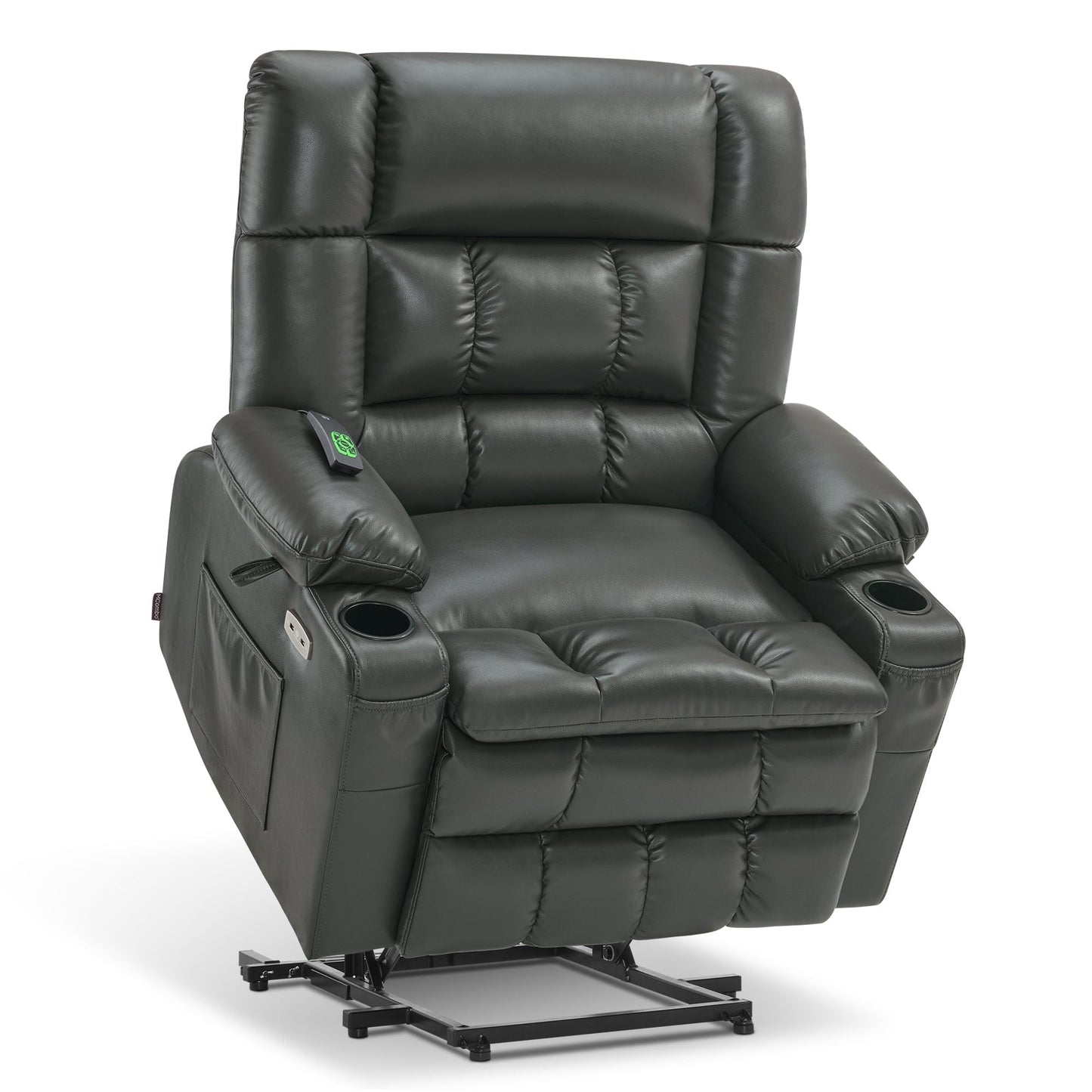 Fauteuil inclinable électrique à double moteur MCombo avec massage et chauffage, positions infinies, similicuir R7897 (moyen-large)