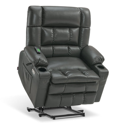 Fauteuil inclinable électrique à double moteur MCombo avec massage et chauffage, positions infinies, similicuir R7897 (moyen-large)