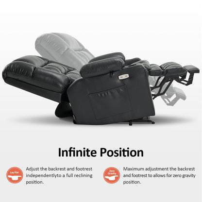 Fauteuil inclinable électrique à double moteur MCombo avec massage et chauffage, positions infinies, similicuir R7897 (moyen-large)