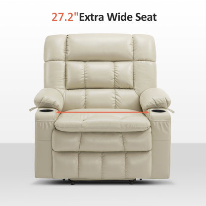 Fauteuil inclinable électrique à double moteur MCombo avec massage et chauffage, positions infinies, similicuir R7897 (moyen-large)