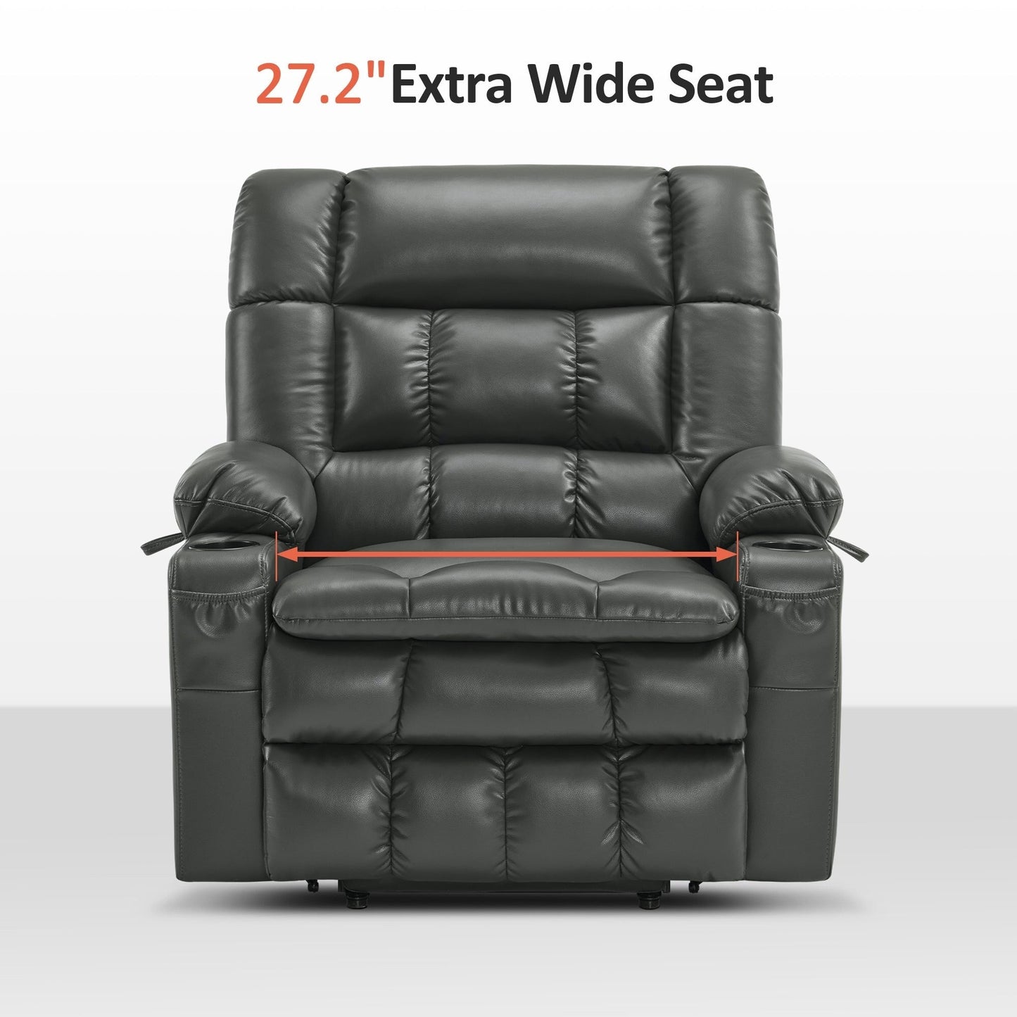 Fauteuil inclinable électrique à double moteur MCombo avec massage et chauffage, positions infinies, similicuir R7897 (moyen-large)